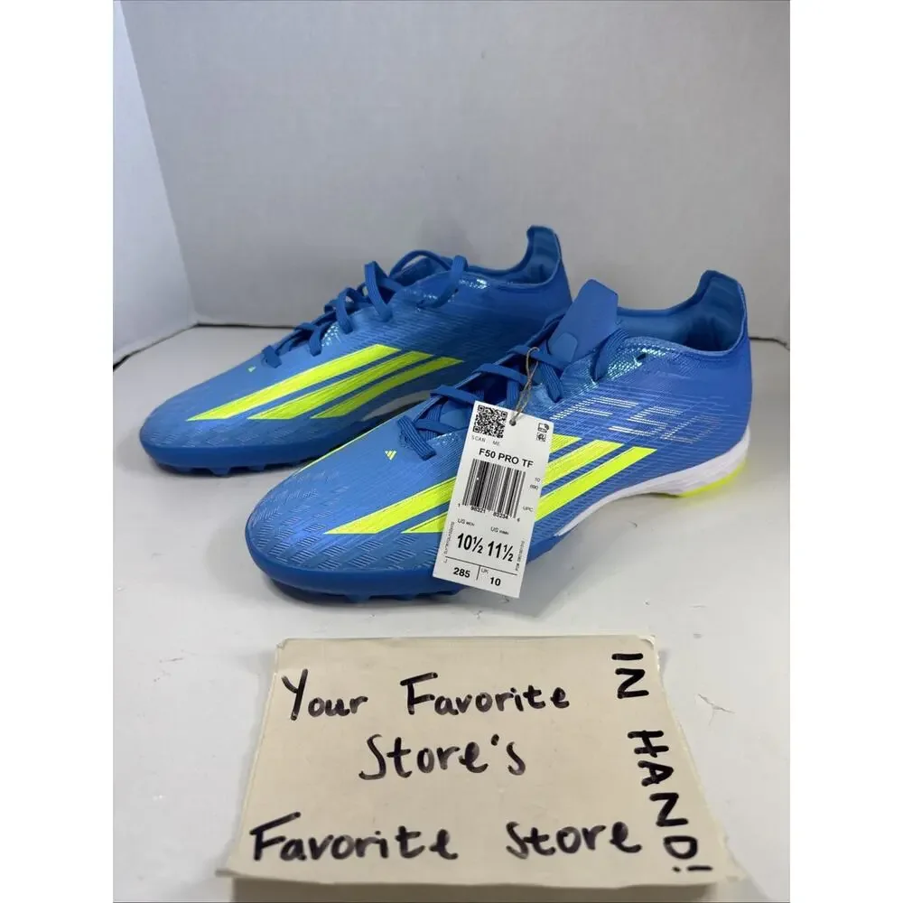 Adidas F50 Pro Turf Soccer Shoes Cleats Blue Yellow JR8942 Men's Size 10.5 NEW!